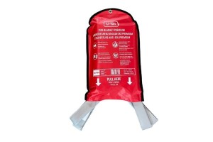 Koc gaśniczy PREMIUM 1,5 x 1,5m VLITEX do gaszenia elektronarzędzi, laptopów, odkurzaczy, wielokrotnego użytku - 200373 + torba