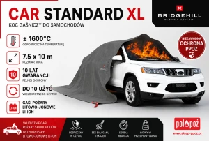 Płachta gaśnicza, koc 7.5x10m do gaszenia samochodów i akumulatorów Li-ion CAR STANDARD XL - wielorazowy - do 10 użyć