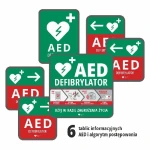 Zestaw tablic informacyjnych AED (Alg,Info,W,W,E,E)